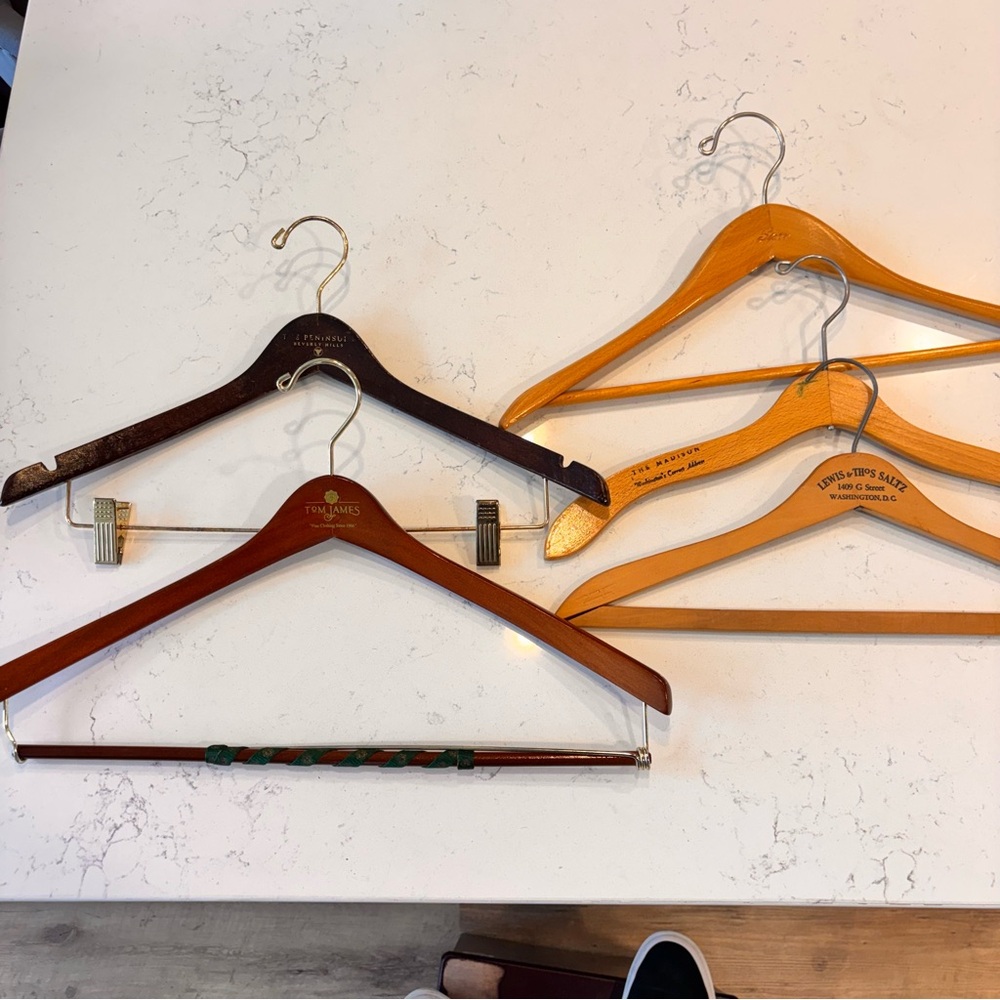 Set of 5 Vintage Wood Hangers